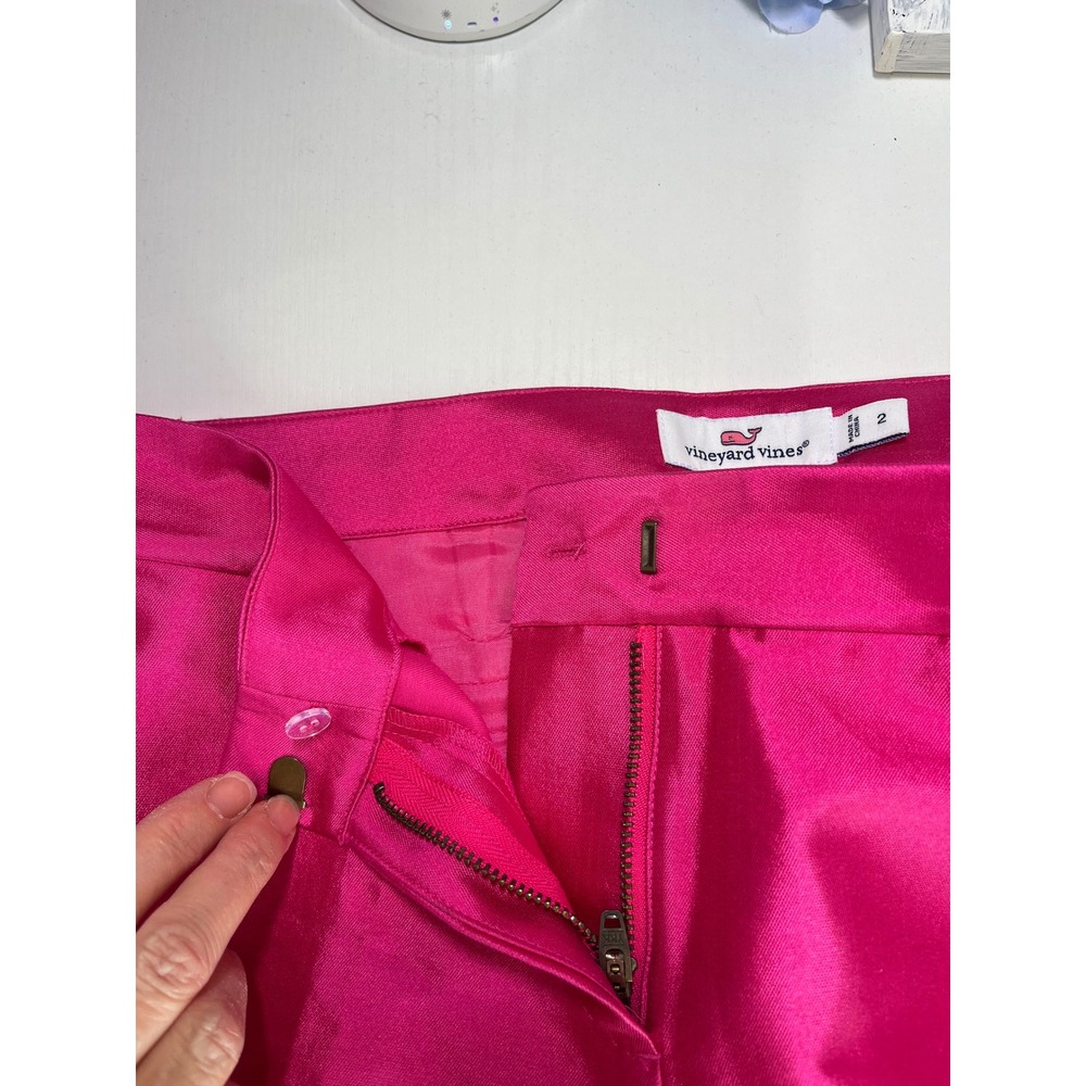 Vineyard Vines Womens Hot Pink Satin Straight Leg Dress Pants Size 2 Fuchsia - Picture 3 of 9